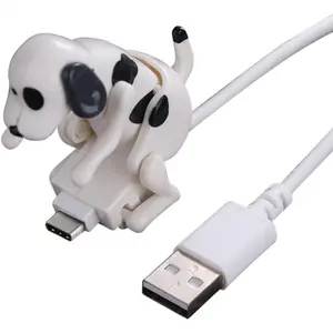 Generic Dog Charging Cable Dog Smartphone USB Cable Charger USB Data Transmission Mini Humping Cute Spot Dog Toy Relieve Pressure Compatible with Type-C, White, Valentine's Day and New Year's gift