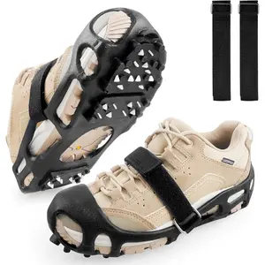 Ice Cleats Snow Walk Traction Cleats Crampon for Walking  Snow and Ice Upgrade 28 Studs Non-Slip Overshoe Rubber Anti Slip Crampons Slip- Stretch Footwear