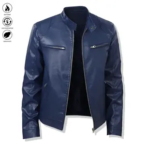 Men's Zipper Jacket - Full-Zip Motorcycle Jacket, featuring a full-zip closure, full-length zippered front, stand collar design, and zippered pockets. Lining - Suitable for everyday wear, business occasions, or casual and formal rider jackets. Men's jacke