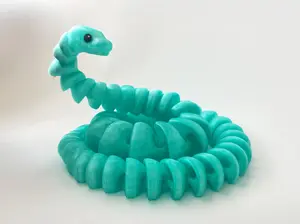 ZOU's Large Translucent Teal Boa Snake Toy - High-Quality 3D-Printed Articulated Buddy with Tiki-Taka Noise for Indoor and Outdoor Play