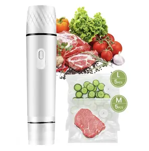 Vacuum Sealer for Food with Visual Water Storage Tank, Handheld Saver Vacuum Sealer Machine with10 Reusable Bags for 5X Preservation & Fresh