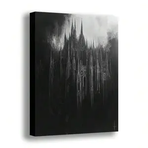 1 Pc Canvas,2D,Gothic Cathedral Halloween,Canvas Wall Art,Poster Home Decoration For All Occasions,Ideal New Year, Valentine's Day,Thanksgiving,Easter,Christmas Gift,Room Decoration Aesthetic,Wall Decoration Art,Perfect Gift,Autumn And W
