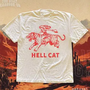 Vintage Cowgirl Hell Cat T-Shirt - Retro Cowgirl Western Shirt - Aesthetic Tee - Tiger Shirt - Funny Trendy Shirt - Gift for Her or Him N