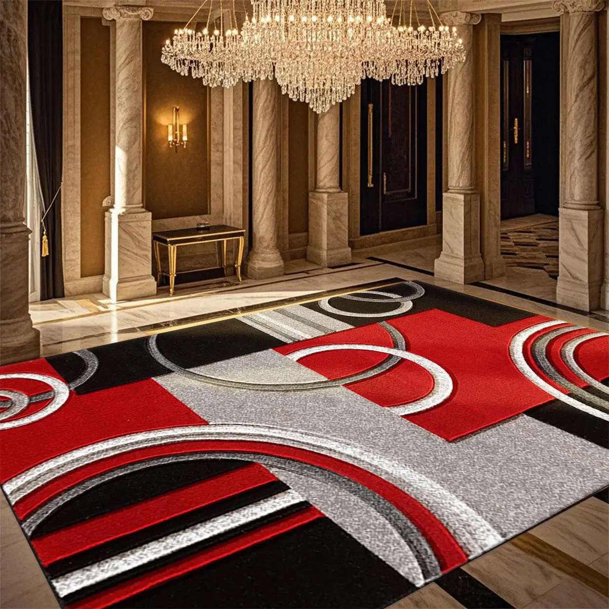 Geometric Pattern Area Rug, 1 Count Non-slip Floor Mat, Decorative Carpet for Home Living Room Bedroom, Home Decor