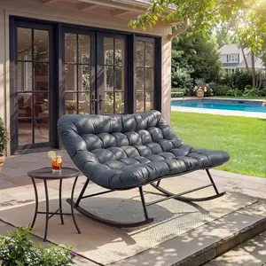 Oversized Outdoor Papasan Rocking Chair – Thick Cushion & Sturdy Frame – Perfect for Balcony, Lawn, Porch, Bedroom