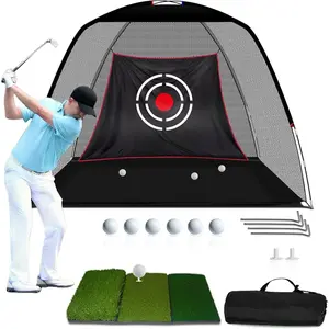 Golf Hitting Net Backyard Driving: 10x7FT Professional Backstop with Silent  Target Portable Practice for Men Dad Complete  Set  Black