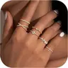 Women's Gold, Gold Plated Stackable Cubic Zirconia Ring Set, Thumb Rings for Women, Wedding Gold Stacking Rings, Fashion Engagement Rings, Ladies Promise Ring, Ring Stacks