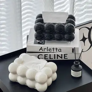 Modern Square Cotton Candy Napkin Holder, Tissue Box, Table Bathroom Vanity, Bedroom Dresser, Bedside Cabinet, Desk Office Living Room Coffee Table Decor, Bathroom Accessories