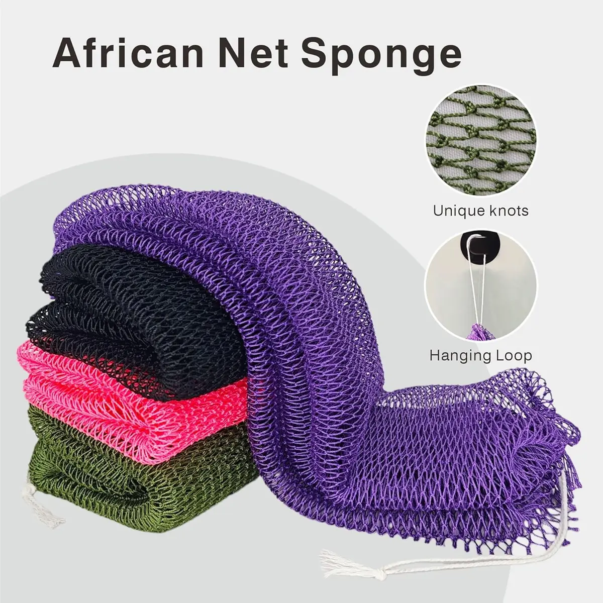 African Exfoliating Net Sponge Bundle, Ethically Sourced from Nigeria Bath Sponge Bath Sponge Shower