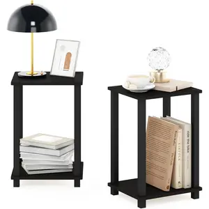 Simplistic End Table, 2-Pack, Espresso/Black