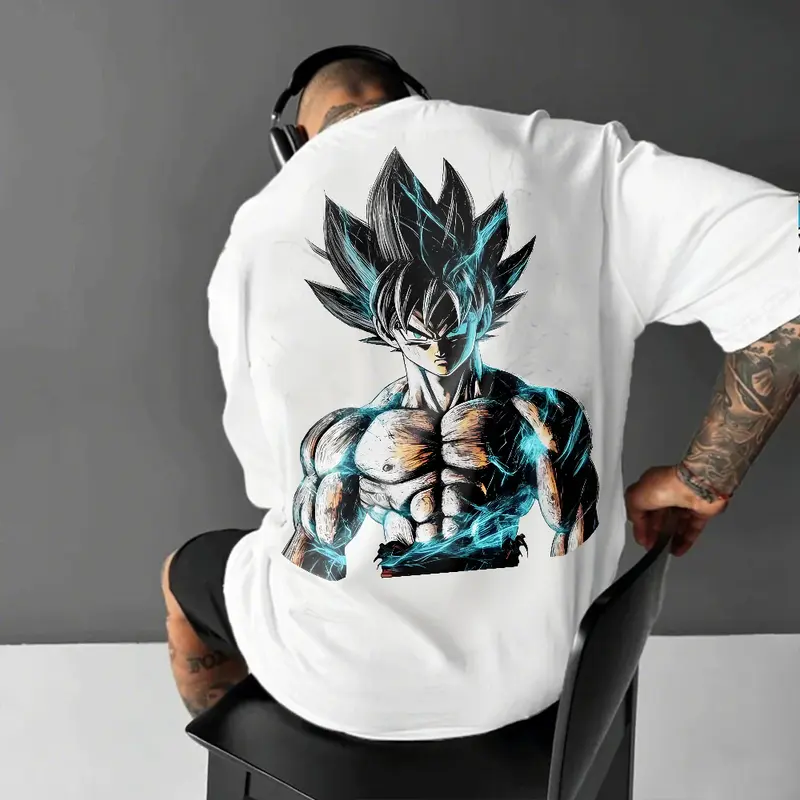 Retro Unisex 80s 90s Dragon Ball DBZ Goku saiyan Oversized streetwear singlet muscle cotton outfits men short summer graphic t-shirts men's graphic tees Fits vacation outfits Anime gifts Breathable