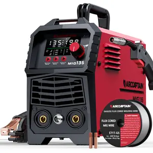 ARCCAPTAIN 135A MIG Welder, 2025 Newest [Large LED Display] 110V Welder Flux Core MIG, Lift TIG, Stick, 3 in 1 Welding Machine Gasless MIG Welder Machine 110V, IGBT Inverter Welder with Synergy, 2T/4T