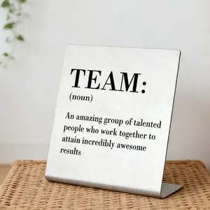 Stainless Steel Team Sign Desk Decor for Office, Motivational Workplace Table Accent, Ideal Coworker Gift & Team Decoration, Team Spirit