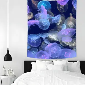 Jellyfish Pattern Tapestry, Ocean Animals Artistic Wall Hanging, Washable Wall Decor for Home Bedroom and Living Room