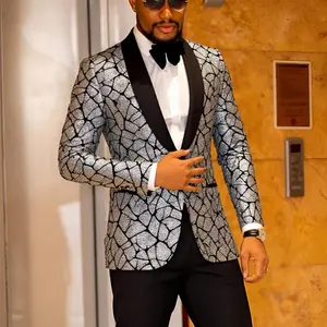 Men's Shiny Sequins Blazer Suit Jacket Stylish Tuxedo For Party,Wedding,Banquet,Prom