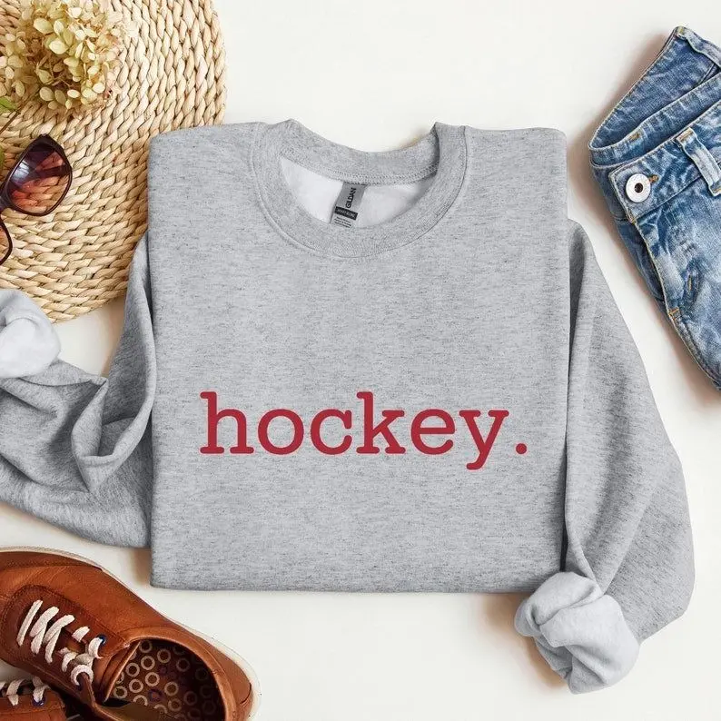 [Sale off up to 50%] Hockey Sweatshirt, Hockey Mom Crewneck, Hockey Mom Shirt, Hockey Fan, Hockey Season Tee, Hockey Game Shirt, Hockey Mom Gift, Hockey Dad Gift