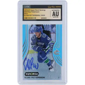 Elias Pettersson Vancouver Canucks Autographed 2019-20 Upper Deck Synergy Blue #28 CGC Fanatics Witnessed Authenticated Auto10 Card - Fanatics Authentic Certified
