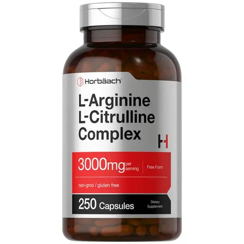 Horbäach L-Arginine L-Citrulline Complex - 3000mg - 250 Capsules - Non-GMO, Gluten Free Supplement