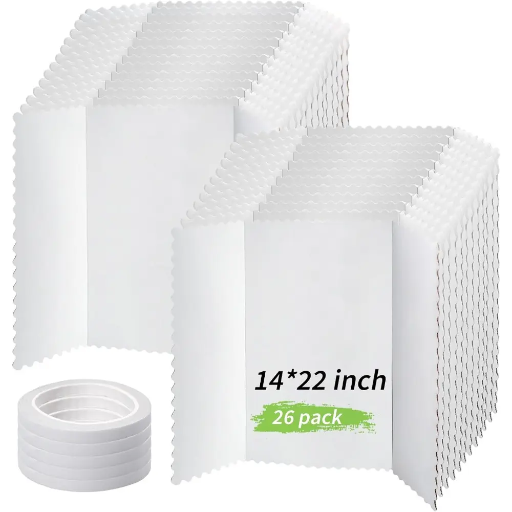 26 Pcs Tri Fold Board Bulk, Science Fair Presentation Display Poster Single Wall Lightweight Trifold Project Board (14 x 22 Inch, White)
