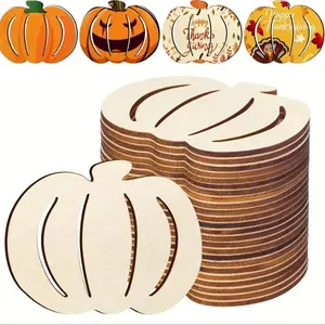 10pcs Wooden Hollow Blank Pumpkins for DIY Painting and Graffiti Decoration, Home Decor, Family Gathering, Dinner Party Ornaments, Holiday Hanging Decorations for Christmas, Halloween, Thanksgiving, Harvest Season - Hanging Decorations