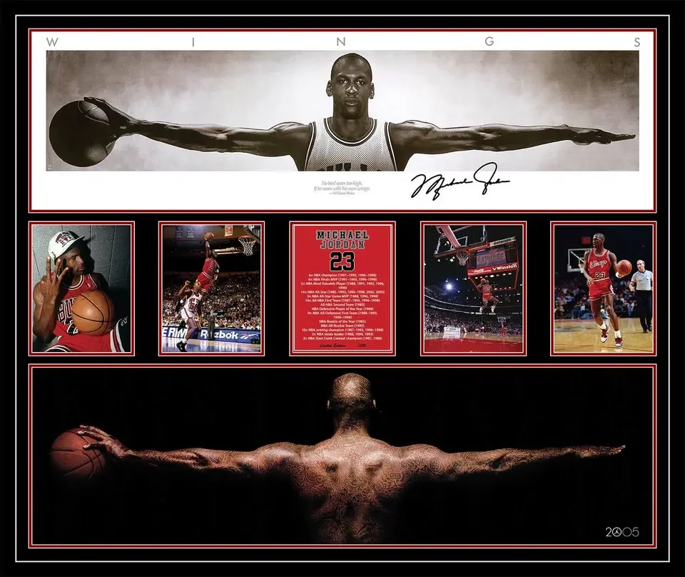 MICHAEL JORDAN OVERSIZE FRAME WINGS BULLS SIGNED POSTER POSTER PRINT UNFRAMED MEMORABILIA