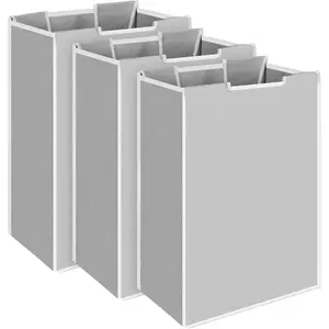 3 Pack Large Laundry Sorter Replacement Bags, Hamper Cart Removable Replacement, Laundry Storage Organizer-Replacement Bags, Gray, Square Shap