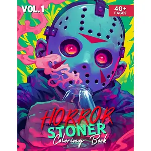 Horror Stoner Coloring Book: 50 Unique Coloring Pages Explore Spooky & Cute Chibi Horror Characters with Weed-Infused Trippy Designs. Perfect for ... and Mindful Coloring for Men and Women.