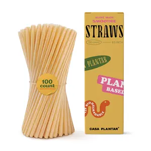 Casa Plantar Smoothie Straws - 100 Count Agave Fiber 8.5 Inch Plant-Based Drinking Straw Home Compostable & Biodegradable Eco-Friendly Choice