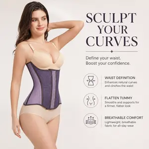 Women's Latex Underbust Waist Trainer Corset - Shapewear with Tummy Control, Sport Girders, Hourglass Body Shaping, Comfortable Fajas Colombianas for Basic Post Surgery