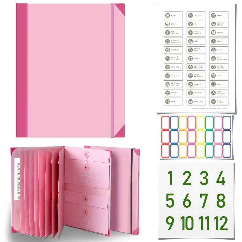 The Folio Document Organizer I Life Binder for Important Documents,File Folder,Expanding File,1 Count Envelope closure Cover Design Portable Foldable File Folder,Pastel Color File Storage Folder,Expandable Folder,Filing Folders,Office Stationery&Supplies