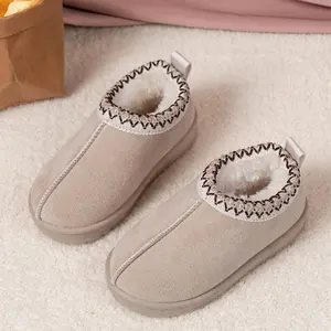 Boots & Snow Boots, Fall Winter Kids Shoes, Indoor Home Fur Slippers, Fuzzy Warm Slippers, Soft Sole, Fashion Simple Elegant Vintage Style
