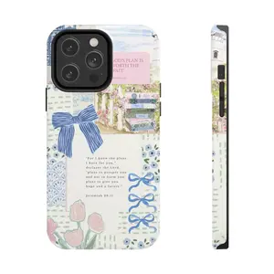 Christian Coquette Collage Phone Case, Light Blue Bow Cute Jesus God Bible Verse Cover, Religious Gift, -Durable, Shock Absorbing and Stylish Protection -Compatible with iPhone 17,16, 15, 14, 13, 12, 11, Plus, Pro,Pro Max, Perfect birthday gift for friend