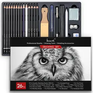 Charcoal Pencils for Drawing, Set of 26, Professional Drawing Sketch Pencils, Art Supplies for Sketching, Shading, Blending, Artist Pencils for Beginners & Pro Artists