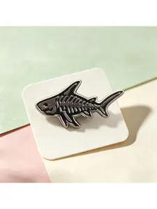 Skeleton Shark Badge Enamel Pin Gothic Ocean Punk Accessory for Backpacks Jackets Hat Perfect Gift