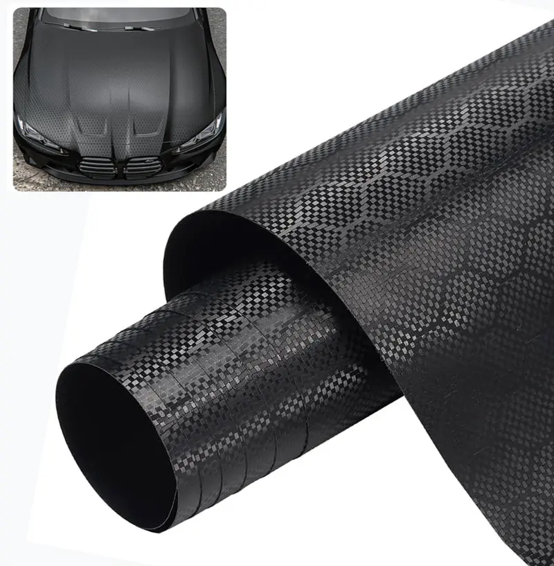 Honeycomb Matte Black Car Wrap Vinyl (1ft x 5ft) - Gloss Paint Surface Protection Film with Air Release Automotive Wrap Vinyl Roll