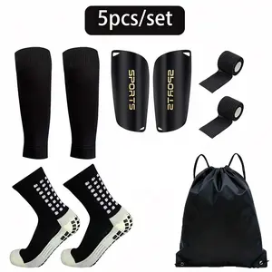 Men Women Football Gear Set, Socks Knee Pads Comfortable Leg Sleeves Durable Knee Straps Outdoor Sports Equipment