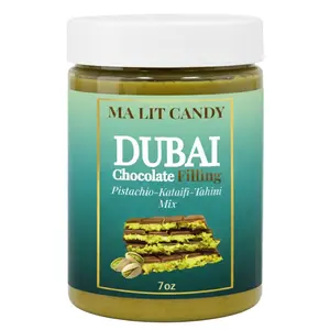 Ma Lit Candy Dubai Kataifi & Pistachio Dip - 7oz - Creamy & Crunchy Spread - Great for Dipping Fruits, Dubai Chocolate Bar Filling, Tiktok Dubai Chocolate Cup, Holidays Gift & More