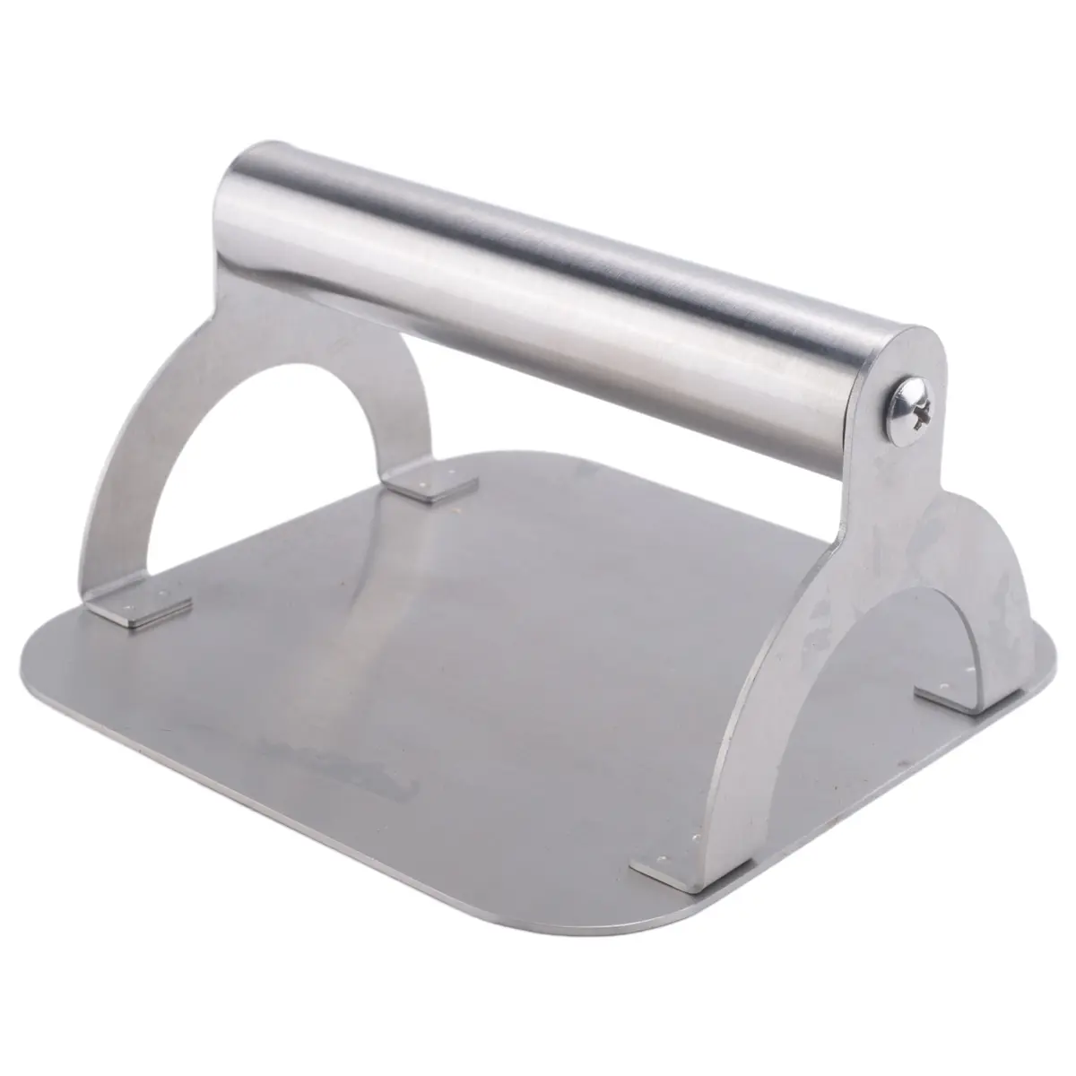 Stainless Steel Outdoor Cooking Meat Utensils - Smooth Steak Weight/Burger Press with Handle, Heavy-Weight Commercial Grade Bacon Press