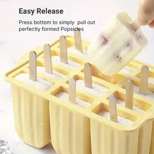 Creative Silicone Ice Cream Mold Set with 50 Wooden Sticks, Freezer Ice Cube Tray, Safe Jelly Molds, Kitchen Essentials