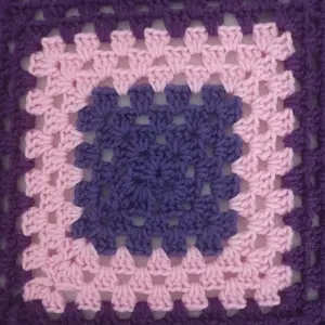 Purple and Pink Granny Square Blanket - Soft and Cozy Design, Ideal for Cuddling and Comfort, Perfect for Relaxation