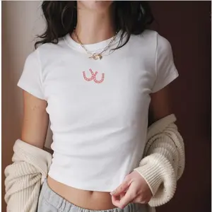 Lucky Horseshoe Baby Tee Baddie Outfits, Wstern Coastal Cowgirl Country Baby Tee, Cool It Cowboy Cropped Tees for Women
