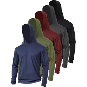 5 Pack Sun Protection Hoodie for Men UV Long Sleeve Shirts Quick Dry Lightweight Work Athletic Summer Pullover Sweatshirt Activewear Clothing Sports Activewear Set