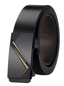 Men's Leather Belt Automatic Buckle, Business Casual Durable Waistband, Trendy Fashionable New Design, All Seasons Wear, Trendy Versatile Buckle, Stylish Belts