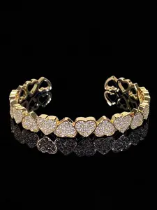 Heart Shaped Zircon Decorated Bracelet, Heart Charm Bracelet, Fashionable Jewelry for Women & Girls, Trendy All-match & Exquisite Jewelry for Birthday Gift