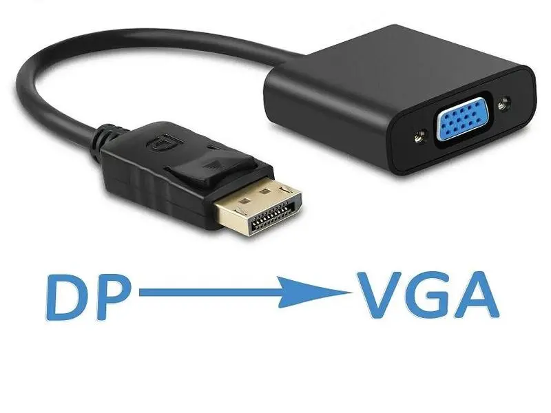 Compact DisplayPort (DP) Male to VGA Female Connector, Audio & Video Accessories for Screen Signal Conversion, Black