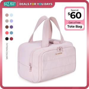 BAGSMART Crush 4-in-1 Puffy Multi-Functional Travel Toiletry Bag for Women Large Capacity Organizer with Handle for Accessories Essentials Toiletries Makeup Organizer Storage Bag Brush Pouch Travel Essentials DealsForYouDays