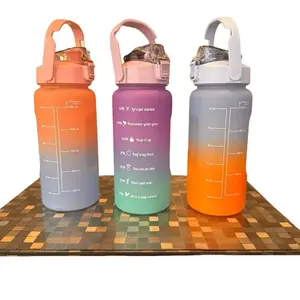 Water Bottle - Colorful Design with Measurement Markings and Motivational Quotes Included