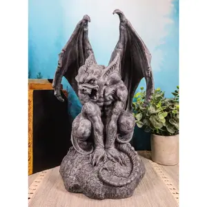 Ebros Warden Large Cathedral Guardian Crouching Winged Gargoyle Statue 12.5"H
