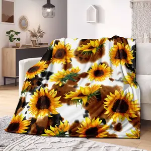 Sunflower Pattern Blanket, 1 Count Soft Throw Blanket, Warm Napping Blanket for Home Office Travel Camping Living Room Couch Chair Bed, Soft Warming Bedding