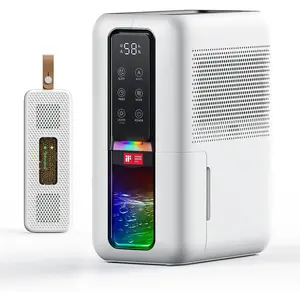Dehumidifier for , Dehumidifiers for Bathroom, Bedroom, Living room, Closet with 68 OZ Water ,  Absorbers, Auto Shut Off, Auto Humidity Control, 7 Colors LED Light, Black and White